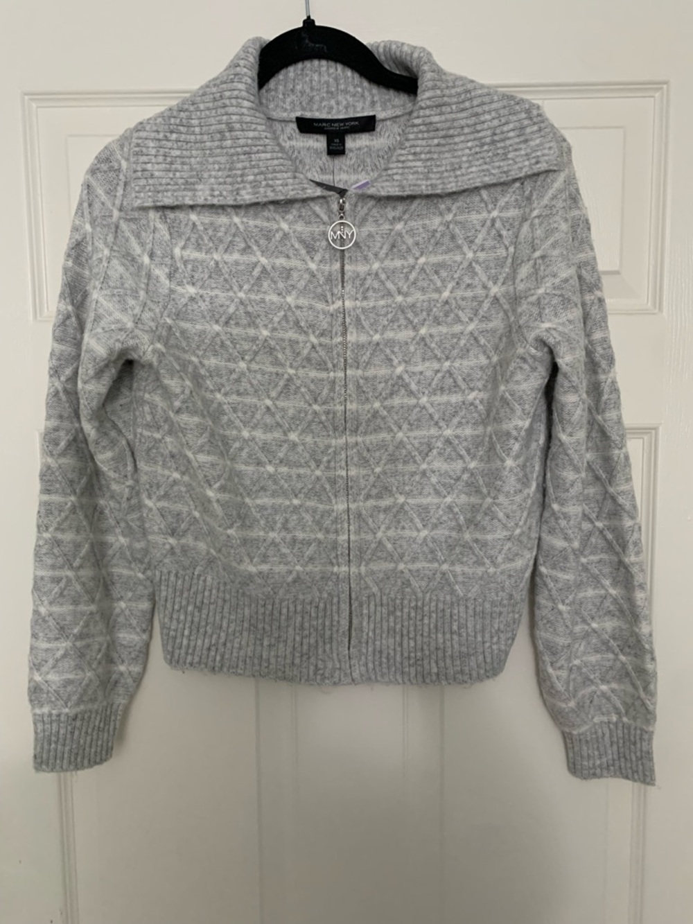 MICHAEL Michael Kors Heather Gray Diamond-Textured Zip Cardigan